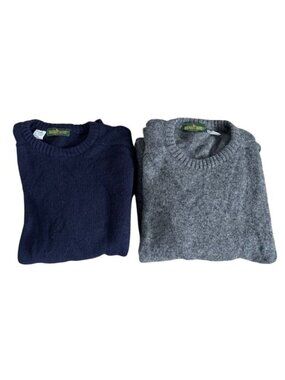 Boundary Waters Wool Blend Sweater Lot Navy Blue Charcoal Gray Vtg Italy Men's M